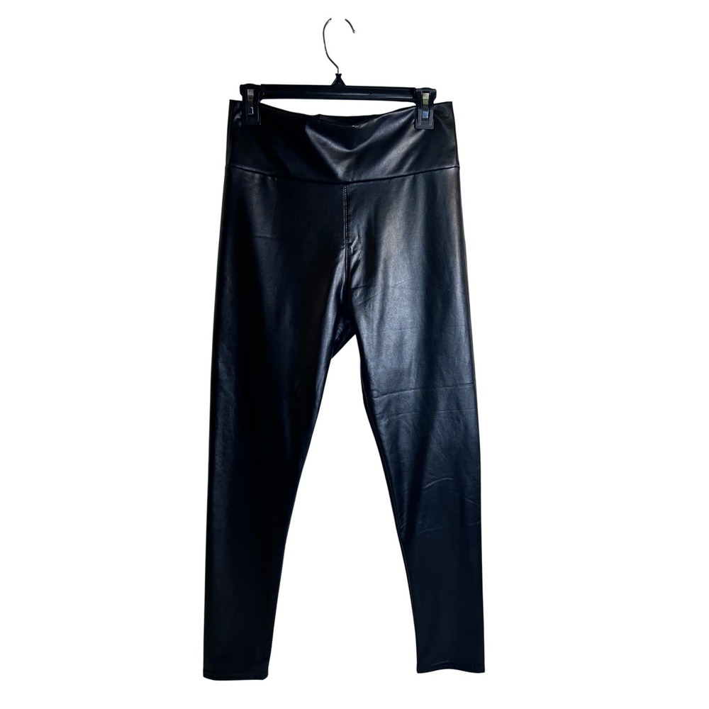 Faux Leather Leggings Size L Black High Waisted Slim Fit Women
